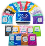 🎨 rolio mica powder - 24 bags of pearlescent color pigment: ideal for paint, soap making, nail polish, resin art, bath bombs, and more! logo