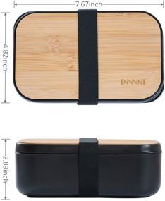 img 2 attached to 🥢 INVVNI Bento Box Lunch Containers for Adults and Kids - Japanese Bamboo Design – Black, Microwave Safe, BPA Free, Leakproof, Men and Women