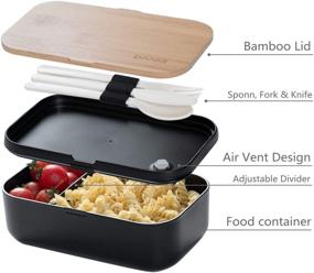 img 3 attached to 🥢 INVVNI Bento Box Lunch Containers for Adults and Kids - Japanese Bamboo Design – Black, Microwave Safe, BPA Free, Leakproof, Men and Women