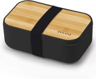 🥢 invvni bento box lunch containers for adults and kids - japanese bamboo design – black, microwave safe, bpa free, leakproof, men and women логотип