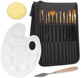 img 4 attached to 🎨 GQC 12 Pack Paint Brushes Set with Palette, Sponge, Spatula, and Storage Case - Perfect for Professional Artists, Kids, and Adults - Ideal for Acrylic, Watercolor, and Oil Painting - High-Quality Art Supplies