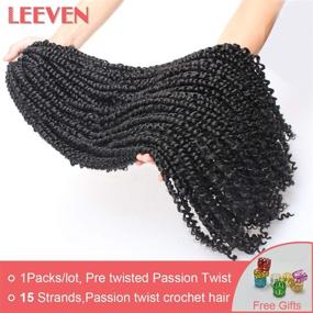 img 3 attached to ⭐️ Leeven 22 дюйма предварительно скрученные волосы для плетения Passion Twist 15 корней/пачка, с предварительной петлей для волос Crochet, для натуральной чёрной плетёной прически Passion Twist 1 пачка