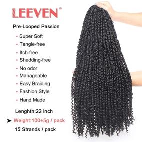 img 2 attached to ⭐️ Leeven 22 дюйма предварительно скрученные волосы для плетения Passion Twist 15 корней/пачка, с предварительной петлей для волос Crochet, для натуральной чёрной плетёной прически Passion Twist 1 пачка