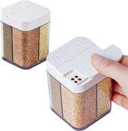 🧂 2 pack of 4-in-1 plastic salt and pepper shaker: 8 grids empty spice dispenser with adjustable holes for transparent travel seasoning cans. perfect for home, restaurant, kitchen, cooking, steak, bbq. logo