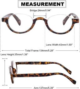 img 3 attached to 👓 AMILLET Half Moon Frame Reading Glasses: Stylish Retro Round Design for Women and Men- 2 Pairs with Spring Hinge Readers