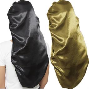 img 4 attached to 🌙 Satin Hair Bonnets for Women - Silky Soft Sleeping Cap Set with Elastic Band for Long-lasting Protection and Style