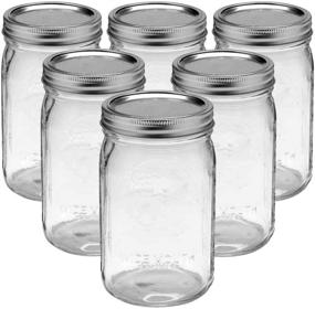 img 4 attached to Bedoo 32 oz Wide Mouth Mason Jars 6 PACK with Lids and Bands - Quart Size Clear Glass Jars with Airtight Lids (Set of 6)