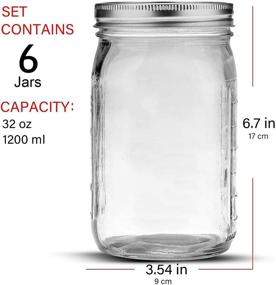 img 3 attached to Bedoo 32 oz Wide Mouth Mason Jars 6 PACK with Lids and Bands - Quart Size Clear Glass Jars with Airtight Lids (Set of 6)