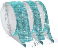 sparkle and shine with 3 rolls of lake blue self-adhesive 💎 crystal ribbon rhinestone diamond wrap for diy crafts, events, and car phone decorations logo