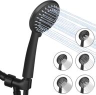 🚿 luxsego high pressure handheld shower head: 5-setting powerful spray, ideal for low pressure water supply, 59'' pvc hose, solid brass bracket, matte black logo