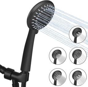 img 4 attached to 🚿 Luxsego High Pressure Handheld Shower Head: 5-Setting Powerful Spray, Ideal for Low Pressure Water Supply, 59'' PVC Hose, Solid Brass Bracket, Matte Black
