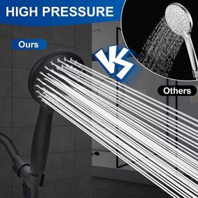 img 2 attached to 🚿 Luxsego High Pressure Handheld Shower Head: 5-Setting Powerful Spray, Ideal for Low Pressure Water Supply, 59'' PVC Hose, Solid Brass Bracket, Matte Black
