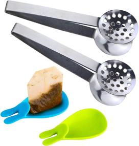 img 4 attached to 🍵 Stainless Steel Tea Bag Tongs Set - 2Pcs Round Tea Bag Squeezer with 2Pcs Bunny Silicone Tea Bag Holders & Rests - 6inch Tea Bag Strainer Clips for Kitchen Bar Tools - Use as Herb or Sugar Ice Cube