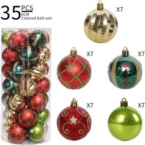 img 3 attached to 🎄 Vibrant & Shatterproof Christmas Tree Ornaments, 35ct Ball Decor Set – Red, Green, and Gold Ornament Set