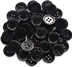 img 4 attached to 🔘 Pack of 160 Pcs GANSSIA 5/8 Inch 4 Holes Black Round Buttons 15mm Sewing Craft Buttons