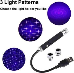 img 3 attached to 🌟 Booreina Star Projector Night Light with Sound Activation - USB-Powered Violet Blue Interior Car Lights for Romantic Bedroom, Ceiling, Car, and Party Decorations