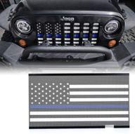 xprite aluminum alloy front grill inserts mesh with law enforcement blue stripe compatible with 2007-2018 jeep wrangler jk stock grille logo