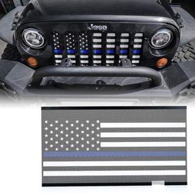 img 4 attached to Xprite Aluminum Alloy Front Grill Inserts Mesh With Law Enforcement Blue Stripe Compatible With 2007-2018 Jeep Wrangler JK Stock Grille