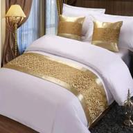 exquisite twelve champagne king bed scarf runner: luxurious bedding accent for home, hotel, guesthouse logo