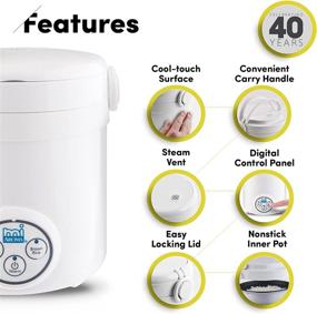 img 3 attached to Aroma Housewares MRC-903D Mi 3-Cup Digital Mini Rice Cooker - White: Cool Touch, Cooked Rice Capacity of 1.5 Cups & UNCOOKED Rice Capacity of 1.5 Cups