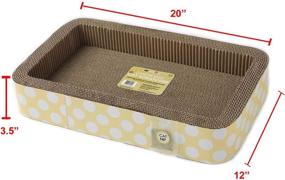 img 2 attached to 🐱 PetRageous 13079 Jerrys Rectangular Corrugated Cat Lounge Scratcher - 20" L x 12" W x 3.5" H - Catnip Included - Yellow Dots - Excellent for Cats!