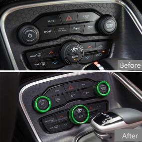 img 1 attached to 🔰 Enhance Your Dodge Challenger Charger 2015-2020 Interior with Yzyun Fit Air Conditioner Switch CD Button Knob Cover: 3 x Aluminum Alloy Decal Trim Rings in Green