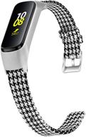 📱 aresh совместимые ремешки samsung galaxy fit band, черные и белые, с плетением из канваса - мягкие, дышащие тканевые ремешки для замены для умных часов samsung galaxy fit. логотип