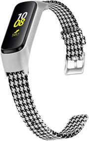 img 4 attached to 📱 Aresh Совместимые ремешки Samsung Galaxy Fit Band, черные и белые, с плетением из канваса - мягкие, дышащие тканевые ремешки для замены для умных часов Samsung Galaxy Fit.