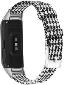 img 3 attached to 📱 Aresh Совместимые ремешки Samsung Galaxy Fit Band, черные и белые, с плетением из канваса - мягкие, дышащие тканевые ремешки для замены для умных часов Samsung Galaxy Fit.