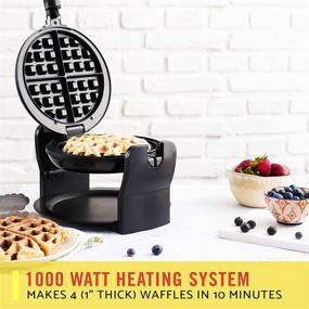 img 3 attached to 🧇 Efficient BELLA Classic Rotating Non-Stick Belgian Waffle Maker for Perfect 1" Thick Waffles – PFOA Free Coating, Easy Clean Up, Browning Control | Black