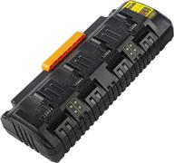 🔌 dcb104 - 4-port charger for dewalt max lithium batteries (12v/14.4v/18v/20v) - compatible with dcb120/dcb122/dcb124/dcb126/dcb127/dcb140/dcb141/dcb182/dcb184/dcb200/dcb201/dcb203/dcb204/dcb205/dcb206/dcb208 - orange color logo