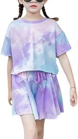 img 4 attached to Tie Dye Outfit Pieces T Shirt Clothes Girls' Clothing