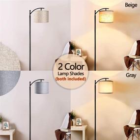 img 3 attached to Rottogoon LED Floor Lamp for Living Room and Bedroom, Standing Lamp with Dual Shades, Includes 9W LED Bulb - Black