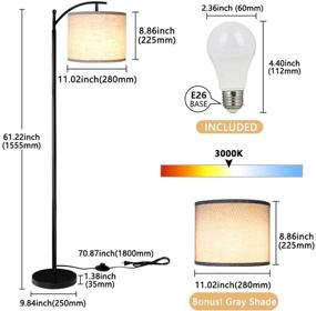 img 1 attached to Rottogoon LED Floor Lamp for Living Room and Bedroom, Standing Lamp with Dual Shades, Includes 9W LED Bulb - Black