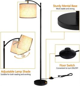 img 2 attached to Rottogoon LED Floor Lamp for Living Room and Bedroom, Standing Lamp with Dual Shades, Includes 9W LED Bulb - Black