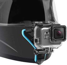 img 4 attached to 🔵 GoPro Helmet Mount Strap for Hero 9, 8, 7 (2018), 6, 5, 4, 3 - Blue