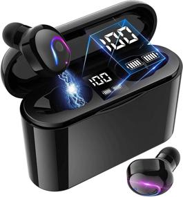 img 4 attached to 🎧 True Wireless Earbuds: Premium Bluetooth 5.0 Earphones with IPX5 Waterproofing, Hi-Fi Stereo Sound, and Built-in Mic - Perfect for Work, Sport, Gym, Travel, and Running