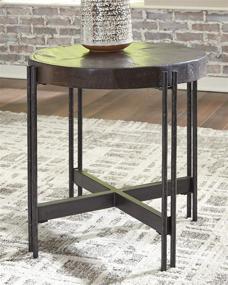 img 3 attached to 🪑 Jillenhurst Rustic Round End Table by Signature Design - Deep Brown Finish