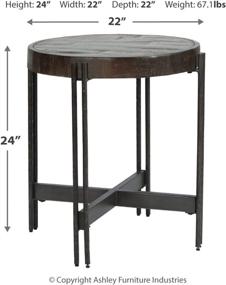 img 1 attached to 🪑 Jillenhurst Rustic Round End Table by Signature Design - Deep Brown Finish