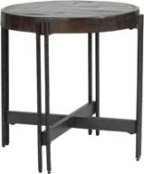 🪑 jillenhurst rustic round end table by signature design - deep brown finish logo