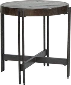 img 4 attached to 🪑 Jillenhurst Rustic Round End Table by Signature Design - Deep Brown Finish