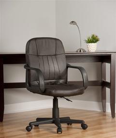 img 1 attached to 🪑 Brown Leather Mid-Back Office Chair by Comfort Products: Enhancing Workplace Comfort and Style