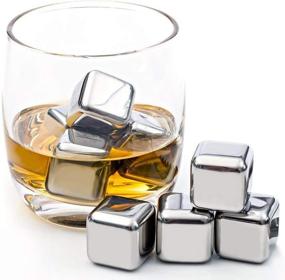 img 1 attached to 🥃 8 Whiskey Stones Set, Reusable Chilling Rocks, Premium Stainless Steel Ice Cubes, Ideal Gift for Men, Dad, Christmas, Includes Storage Tray and Silicone Tip Tongs.