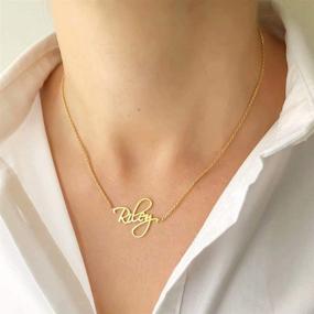 img 2 attached to 👸 Personalized 14K Gold Filled Name Necklace: MONOZO Dainty Nameplate Jewelry for Women