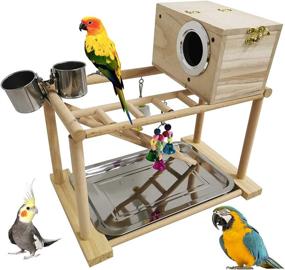 img 4 attached to 🐦 kathson Parrots Playground Bird Playstand: A Complete Activity Center with Nest Box, Toys, and More!