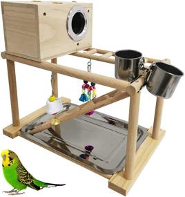 img 3 attached to 🐦 kathson Parrots Playground Bird Playstand: A Complete Activity Center with Nest Box, Toys, and More!