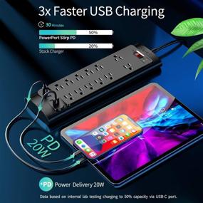 img 2 attached to ✨ Bototek USB C Полоса питания с PD 20W - Сетевой фильтр с передачей питания, 12 розеток и 4 порта USB (1 USB-C, 3 USB-A), 6-футовый удлинительный кабель - Идеально подходит для дома, офиса и многое другое (2980 Джоулей)