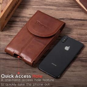 img 1 attached to 📱 Hengwin Leather Cellphone Holster Case with Belt Clip Pouch for iPhone 11 Pro Max XS Max Belt Loop Phone Holder for Men Vertical Samsung Galaxy Note 10 9 8 Plus - Brown