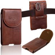 📱 hengwin leather cellphone holster case with belt clip pouch for iphone 11 pro max xs max belt loop phone holder for men vertical samsung galaxy note 10 9 8 plus - brown logo