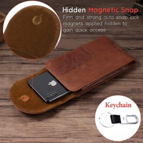 img 2 attached to 📱 Hengwin Leather Cellphone Holster Case with Belt Clip Pouch for iPhone 11 Pro Max XS Max Belt Loop Phone Holder for Men Vertical Samsung Galaxy Note 10 9 8 Plus - Brown